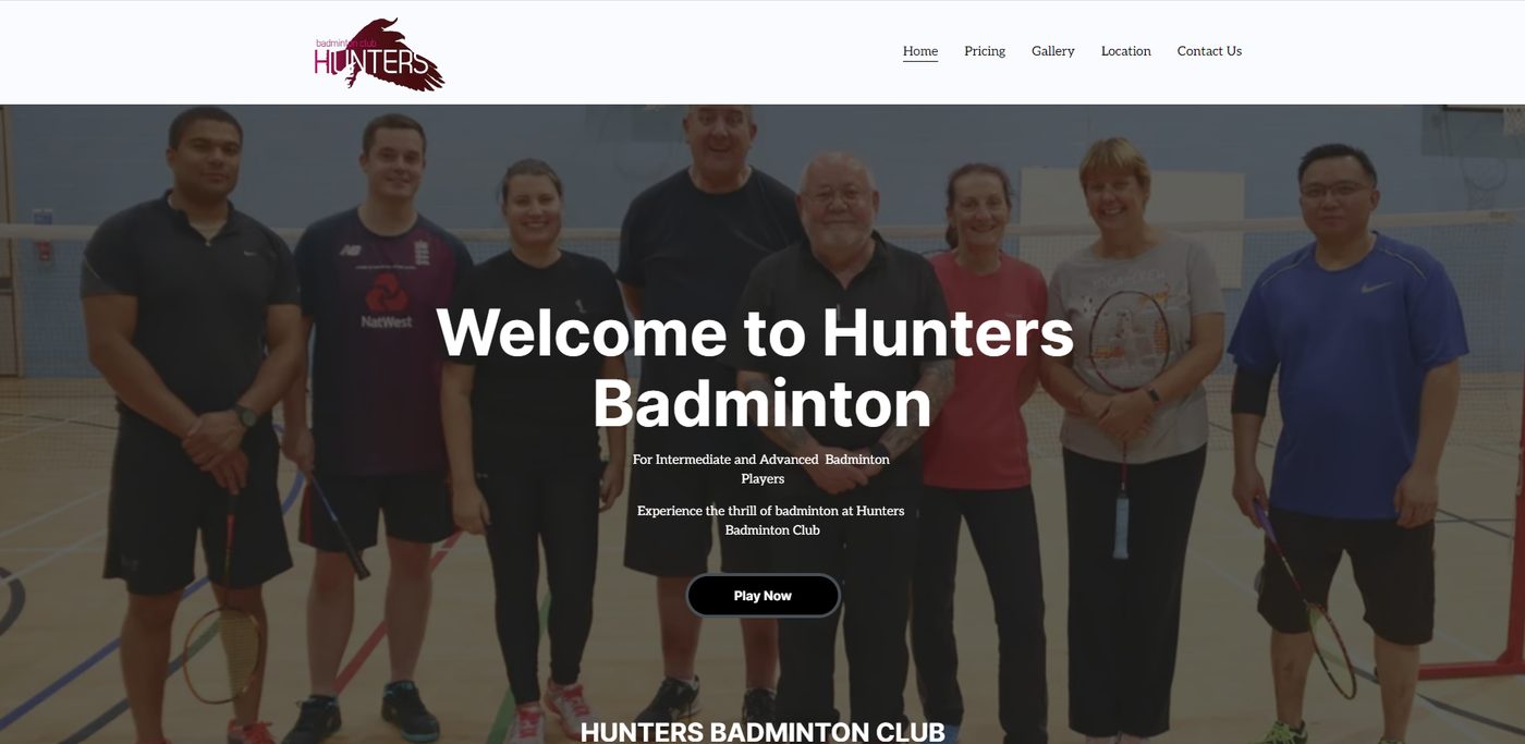 Hunters Badminton Club website by Zeta Webs